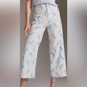 Anthropologie Collette Maeve Wide legged Lobster Print Pants New Free Shippung